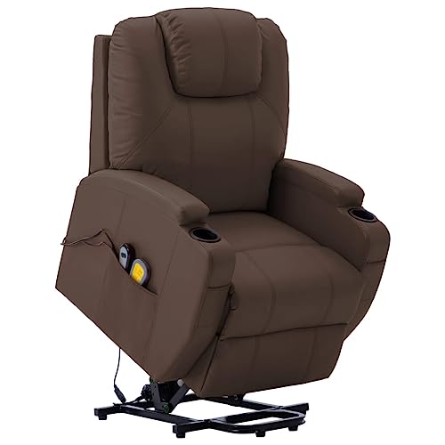 Black Faux Leather Electric Power Lift Massage Chair with 6-Point Vibration Massage X697052