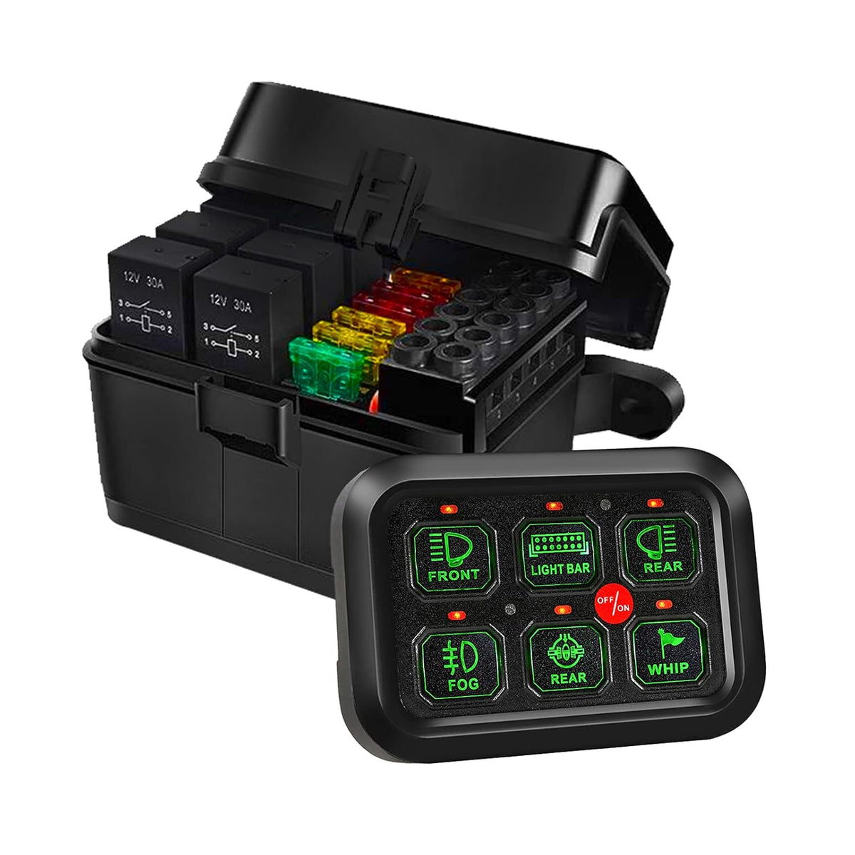 6 Gang Switch Panel with Electronic Relays, Waterproof Pack of 2 J637013