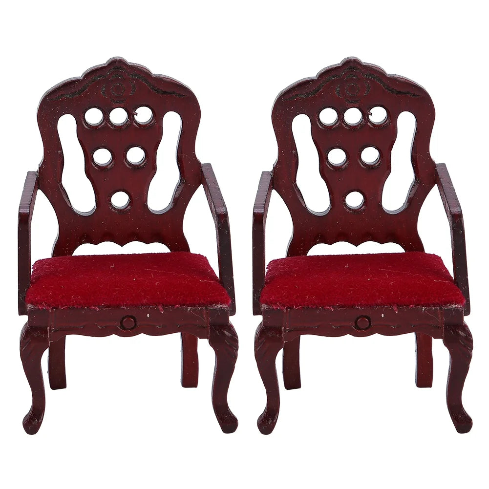 Red Wooden Dollhouse Sofa Chair Set W441