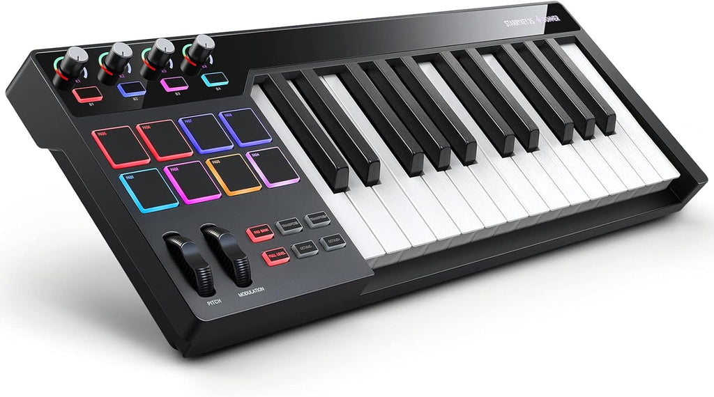 BLACK MIDI Keyboard Controller with 8 Drum Pads N4429