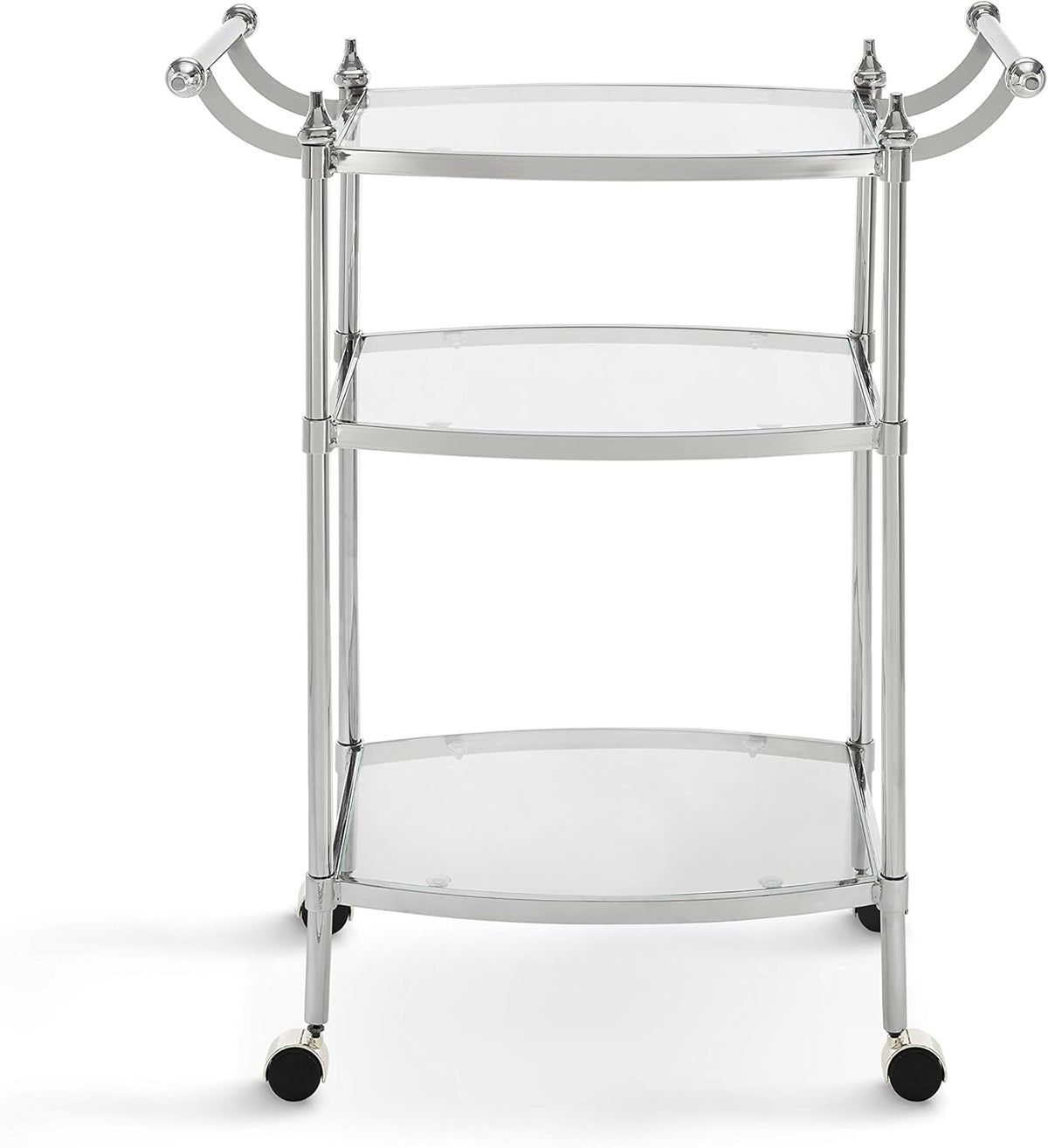 Chrome and Clear Glass Mobile Bar Cart O364