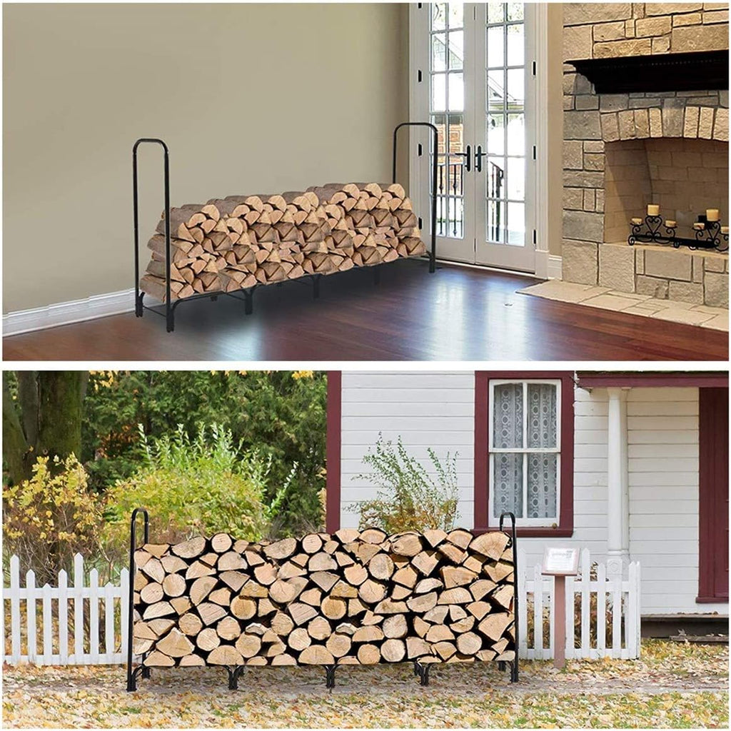 Black 8ft Firewood Rack B9382