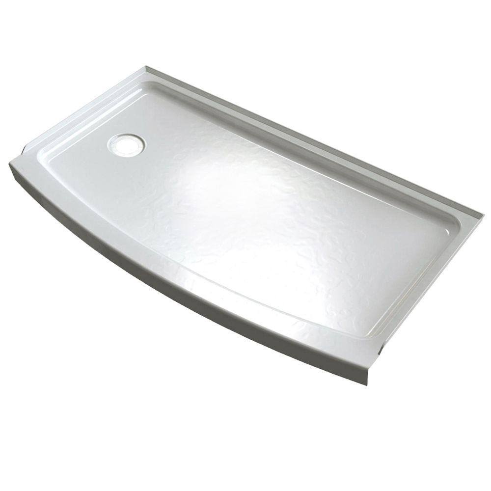 Single Threshold Left Hand Drain Shower Base in Arctic White K15723