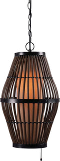 Rattan Finish Pendants with Black Accents S524