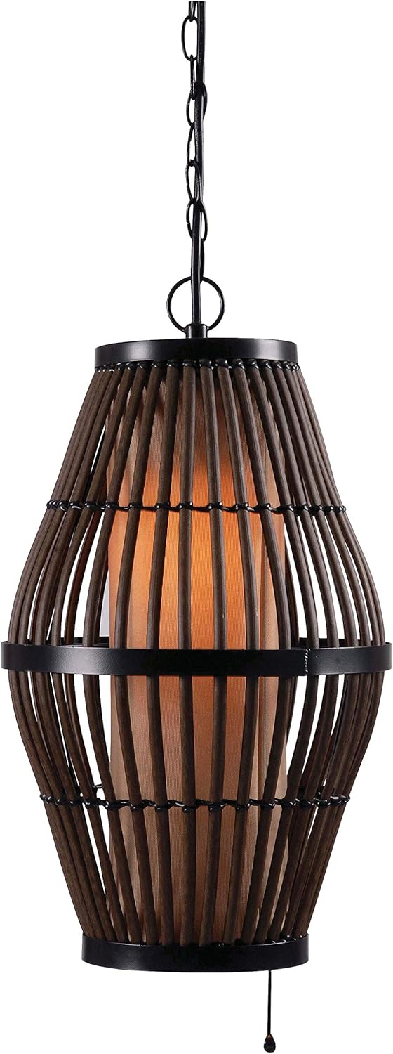 Rattan Finish Pendants with Black Accents S524