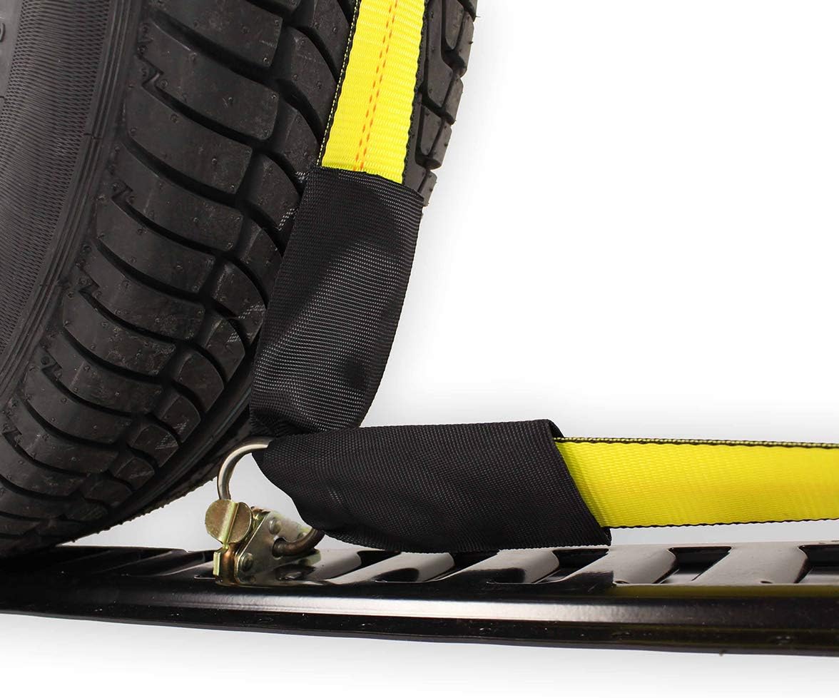 4 Wheel Straps with E-Track Fittings and 3 Rubber Blocks, 11’ x 2” Ratchet Strap, Pack of 2 G655