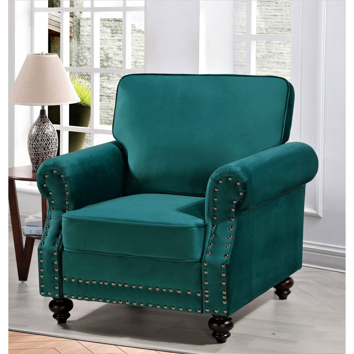 Black Velvet Nailhead Chair V81189