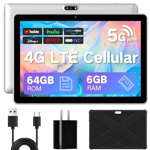 10.1 Inch 4G LTE Tablet with SIM Card Slot, 64GB ROM W760689