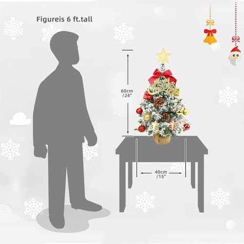 24 Inch Green Artificial Tabletop Christmas Tree with LED Lights L544984
