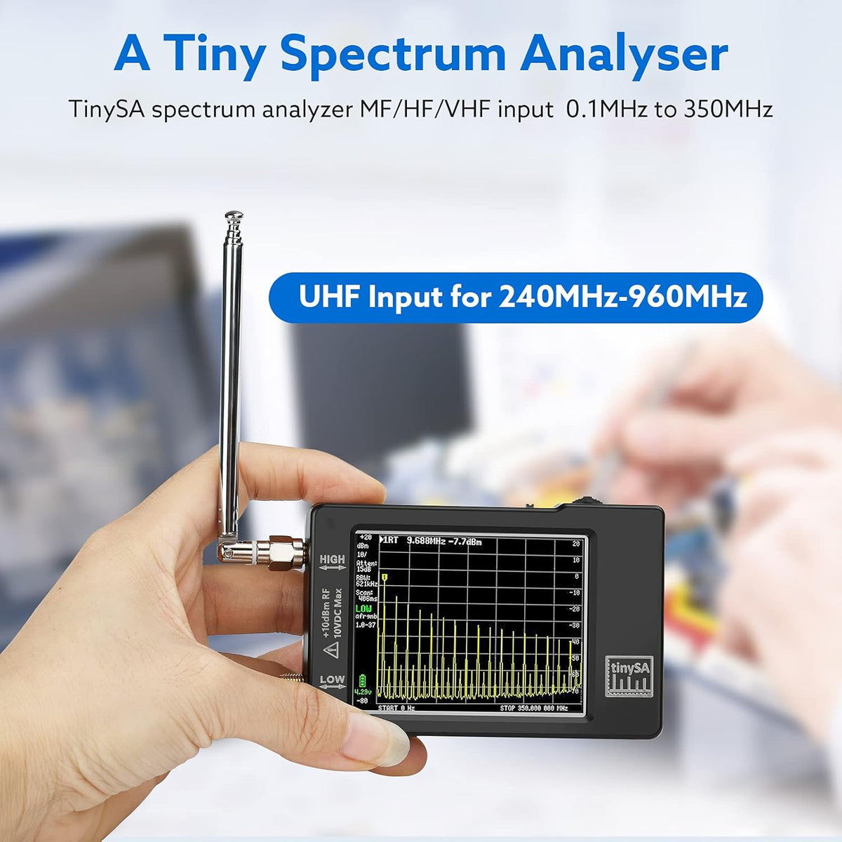 Portable Spectrum Analyzer 100kHz to 960MHz with Touchscreen E192