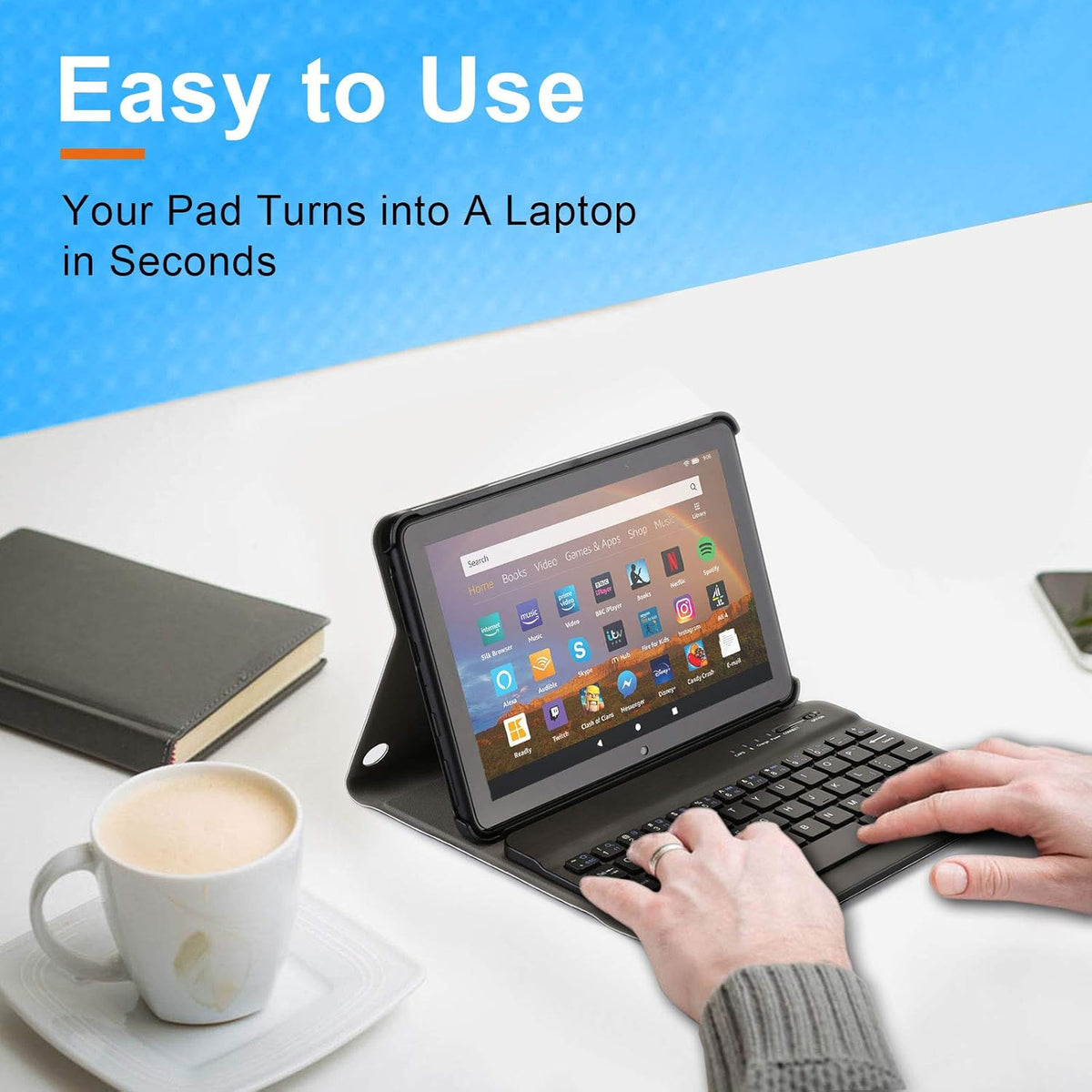 Detachable Wireless Bluetooth Keyboard Case for Fire HD 8 B6987