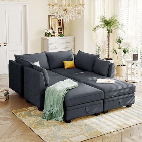 Beige Chenille 2 Piece L-Shape Modular Sectional Sofa F748