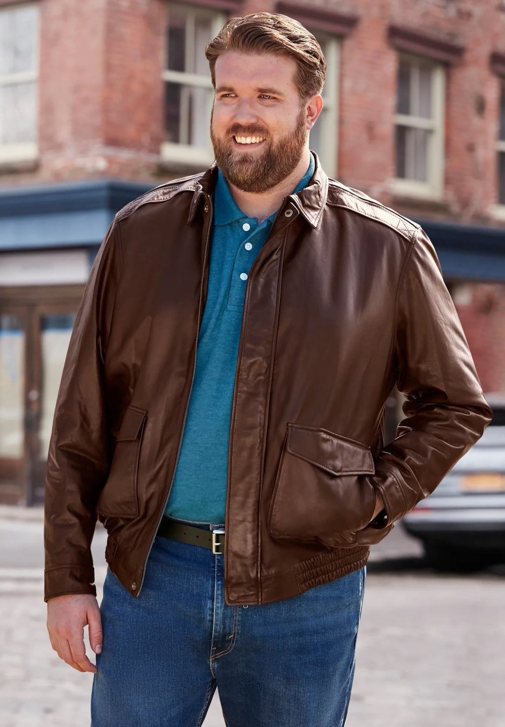 Leather Aviator Jacket Q718