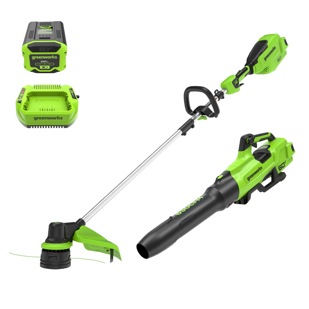 60V 16 String Trimmer & 630 CFM 170 MPH Blower Combo Kit with 2.5Ah Battery & 3 Amp Charger X7104