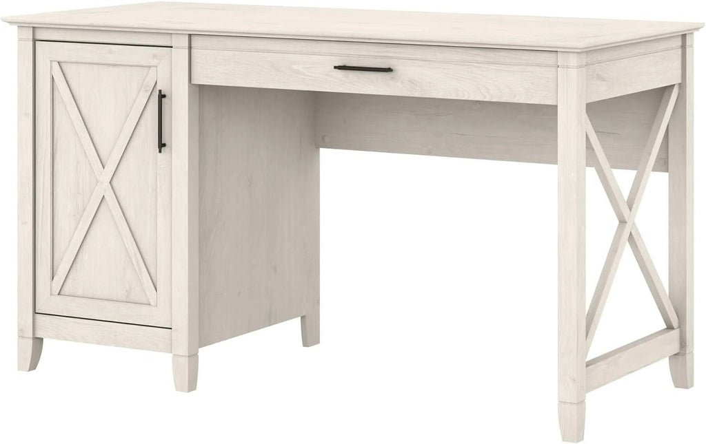54W Linen White Oak Computer Desk with Storage P292
