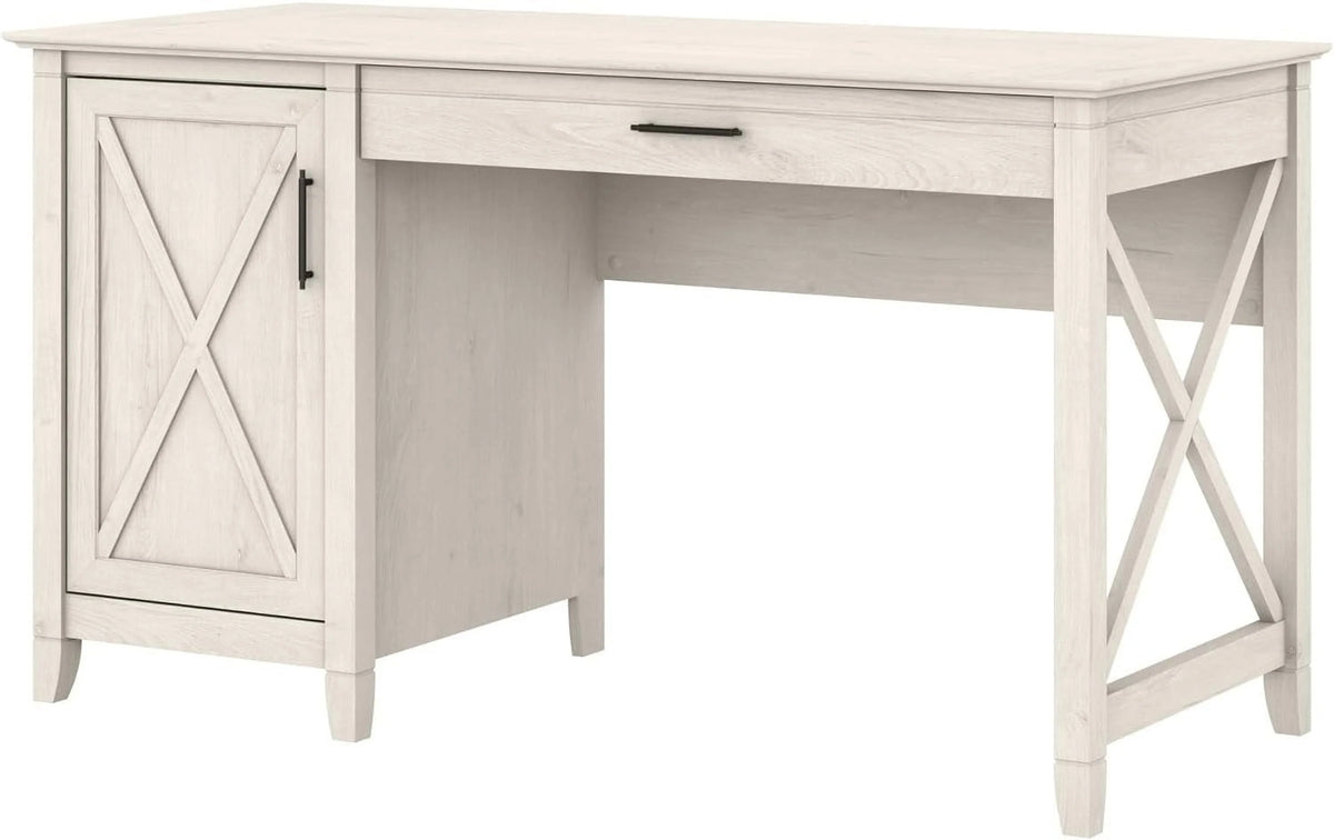 54W Linen White Oak Computer Desk with Storage P292