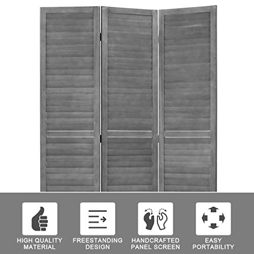 Brown 3 Panel Wood Folding Room Divider Z482