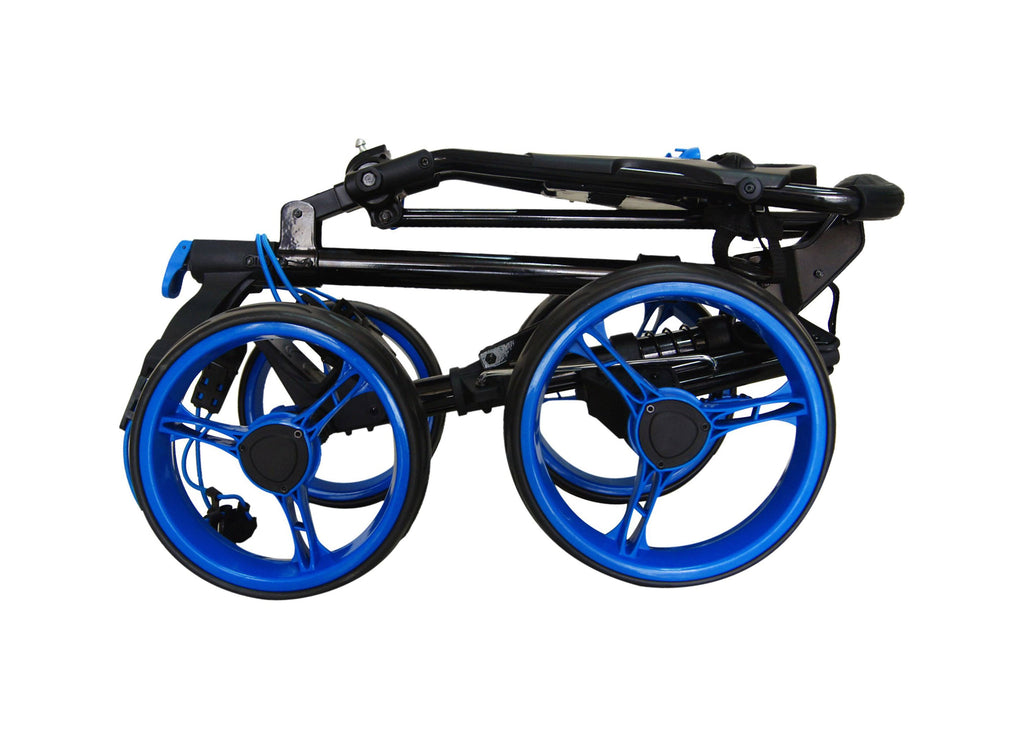 4 Wheel Folding Push Pull Golf Cart Black/Blue X517730