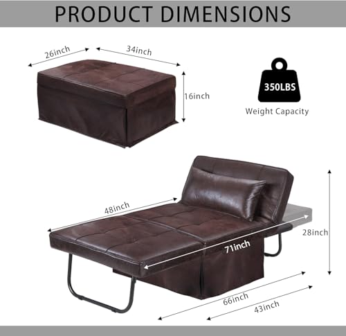 Dark Grey 4 in 1 Folding Ottoman Couch Bed S113846