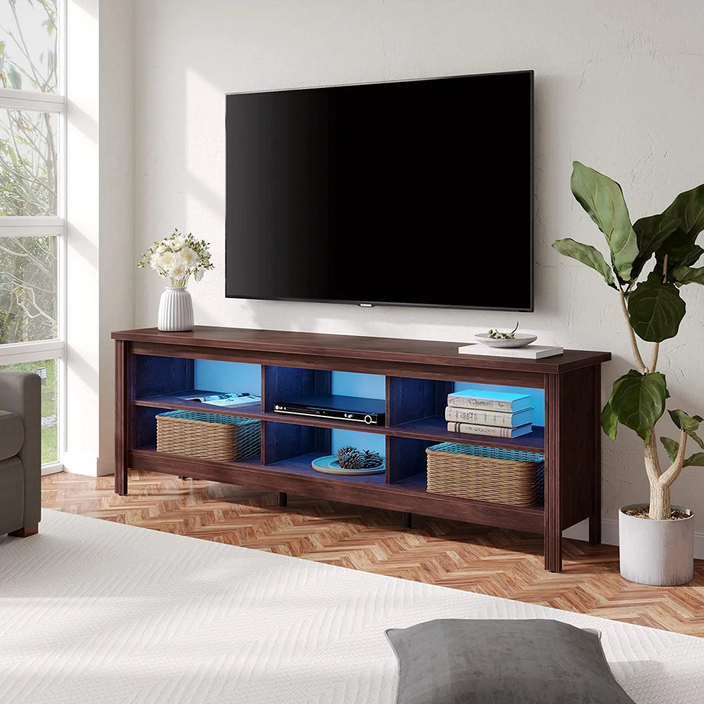 Brown 70'' TV Stand with 6 Cubby Q4690