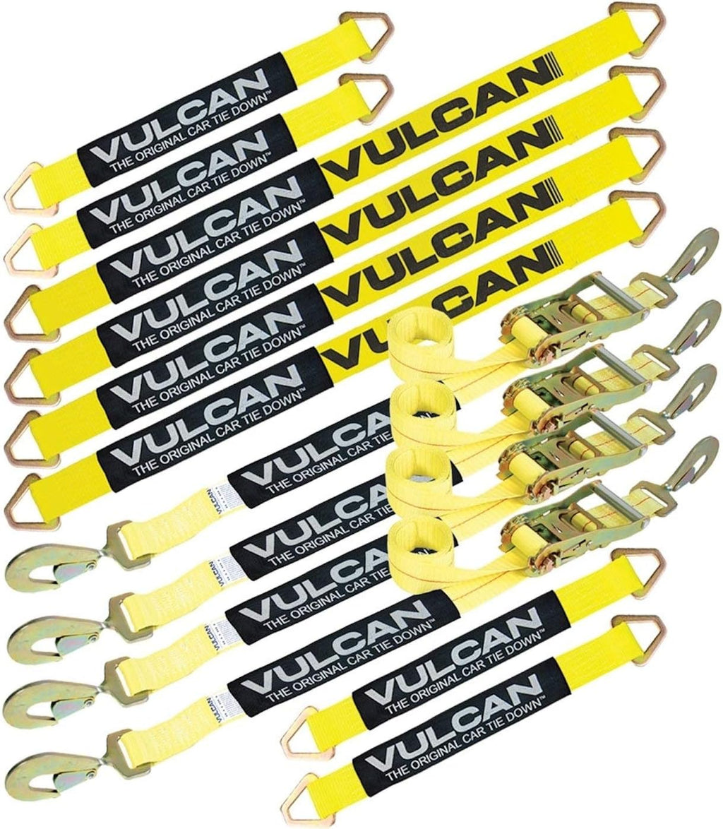 Complete Axle Strap Tie Down Kit with Snap Hook Ratchet Straps - Yellow - Includes (4) 22 Axle Straps, (4) 36 Axle Straps, and (4) 8' Snap Hook Ratchet Straps N11653