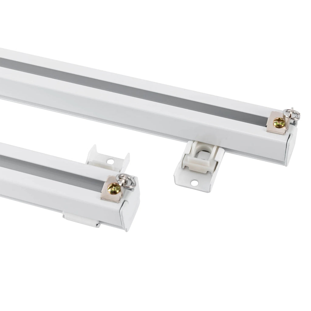 White Ceiling Mount Curtain Track Kit with Hooks U957499