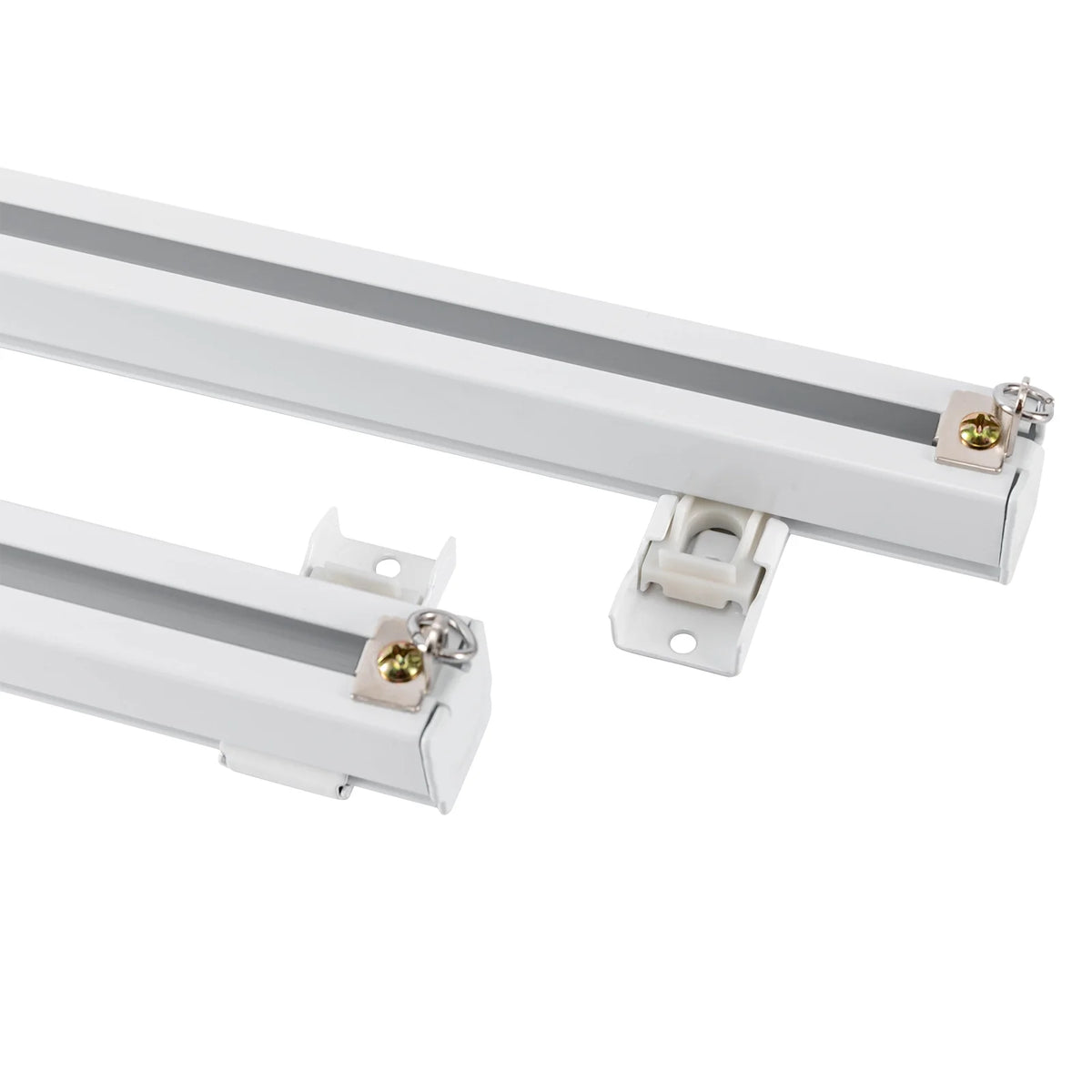 White Ceiling Mount Curtain Track Kit with Hooks U957499