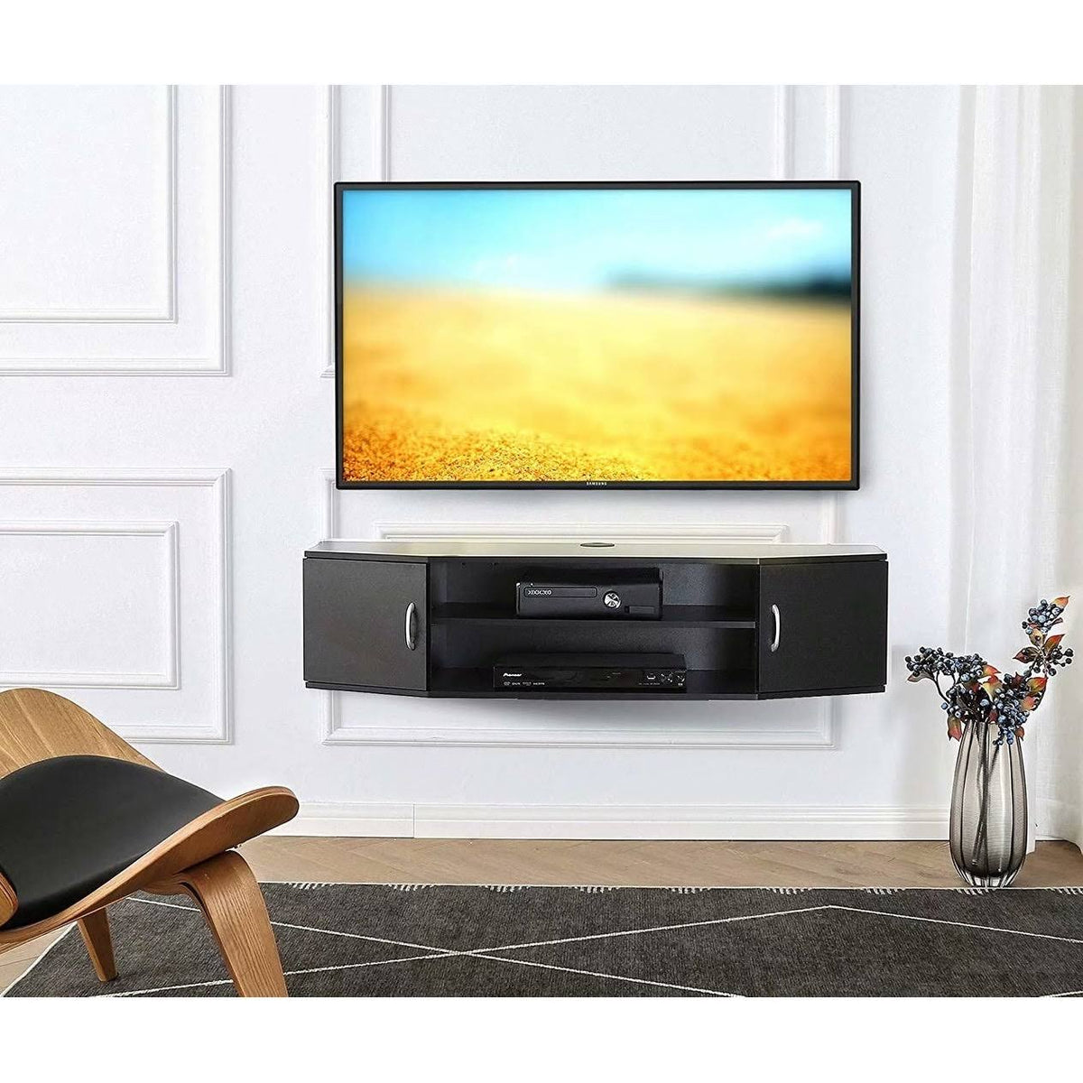 Wall Mounted TV Media Console Storage Hutch - 43.3 - Black S959964