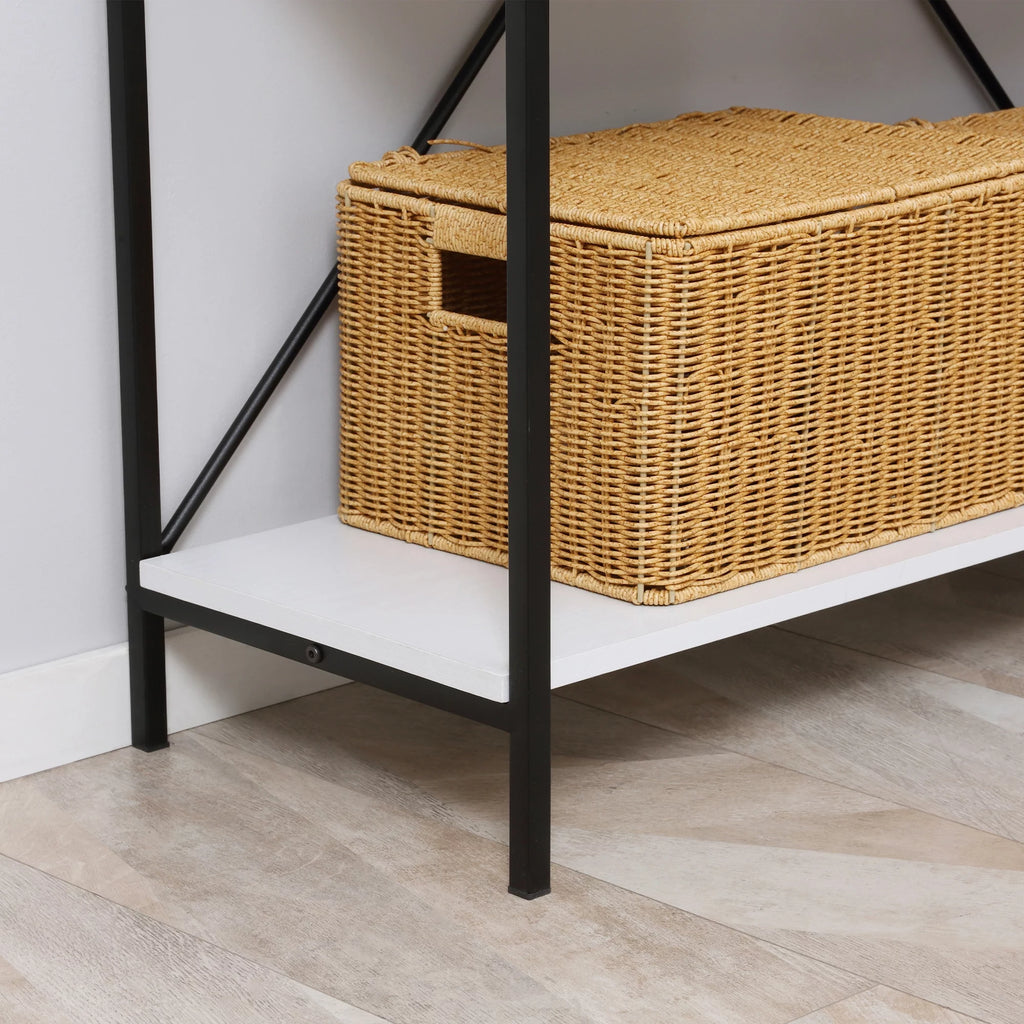White Console Table with 2 Drawers and Open Shelf H66481
