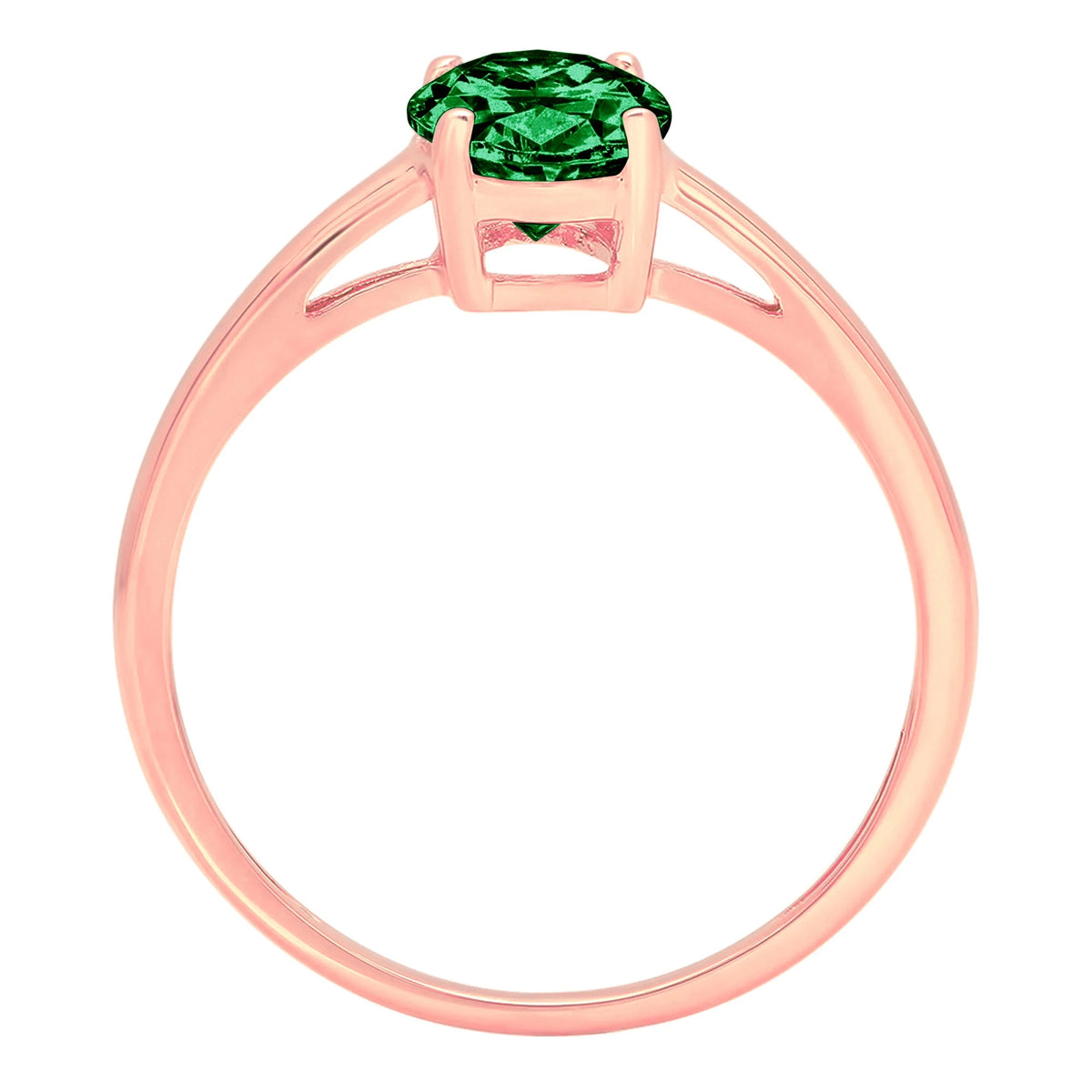 Oval Cut Green Simulated Emerald Solitaire Ring S94519
