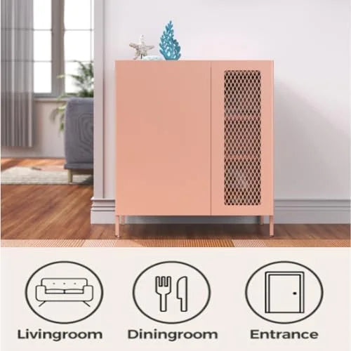 Modern Metal Sideboard Cabinet with Adjustable Shelves B14468