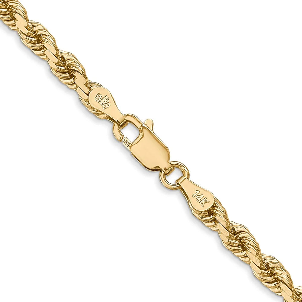 14 Karat Yellow Gold 4mm Diamond-cut Rope Chain J352433