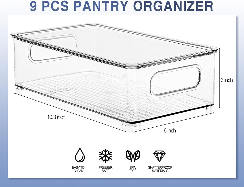 8 Pack Large Clear Fridge Organizer Bins with Lids and Handles Y161516