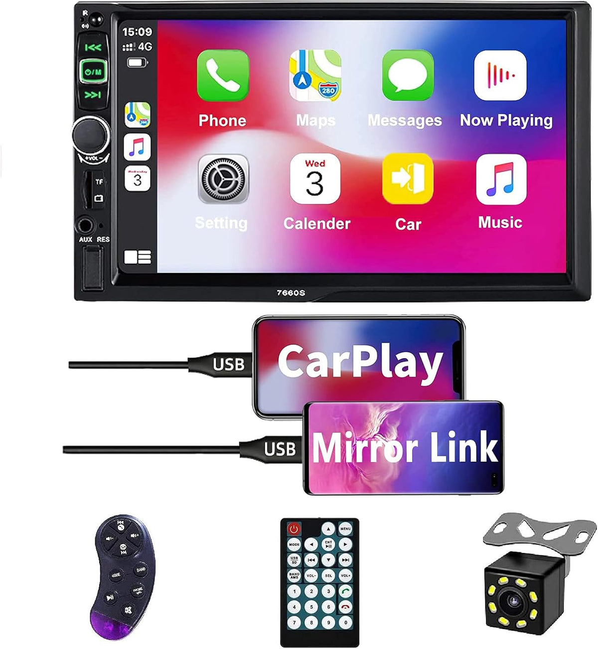 7-Inch Double Din Car Stereo Receiver with Touchscreen M710027