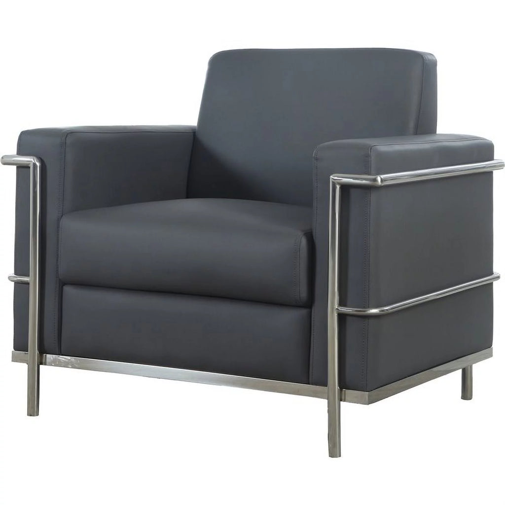 Dark Gray Faux Leather Accent Chair U83846