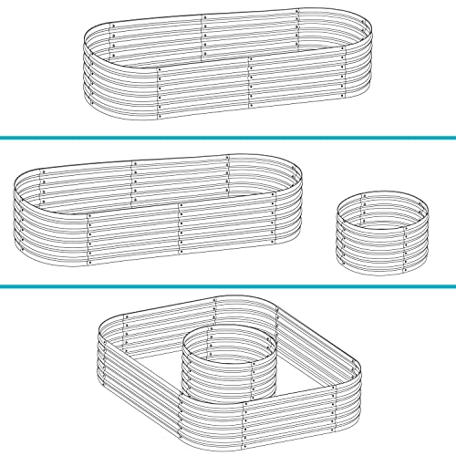 62.5-Inch Oval Stackable Steel Raised Garden Bed Planter Kit with Rubber Edge Trim S8603
