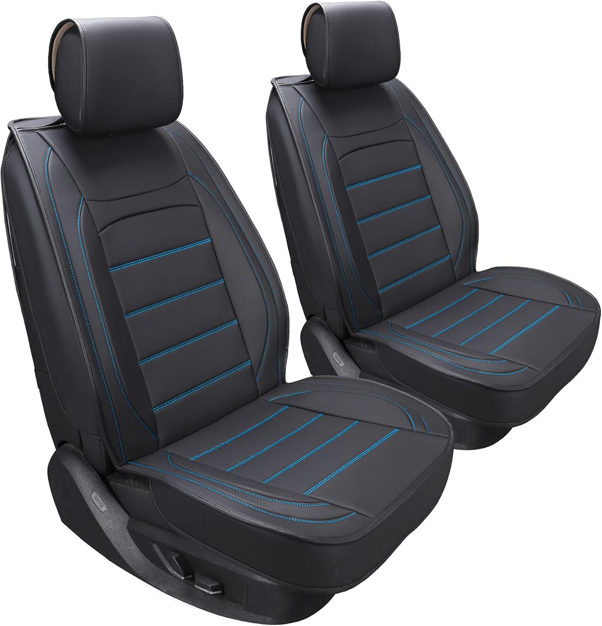 Black 2Pcs Waterproof Leatherette Car Seat Covers N66209