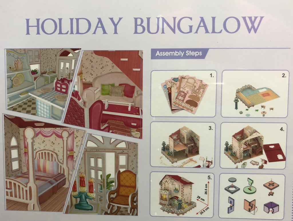 Dollhouse Bungalow with LED Light 11.4"x10"x10" M940