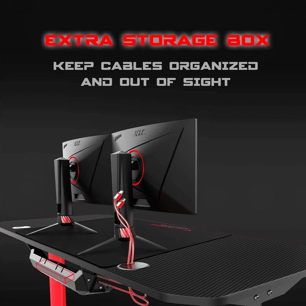 55 Inch Ergonomic Gaming Desk with Full Desk Mouse Pad Y297315