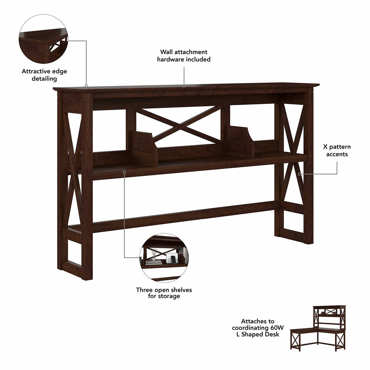 Dark Gray Hickory L Shaped Desk with Hutch and 2 Drawer Mobile File Cabinet F490885