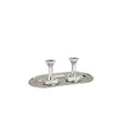 Aluminum Candle Holders with White Enamel Inlay and Tray A445