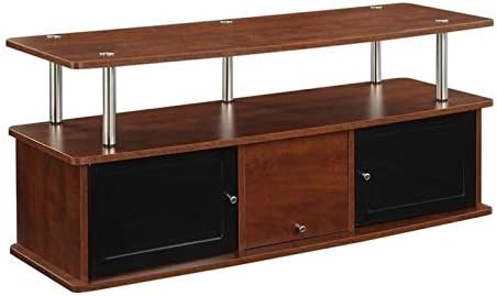 Gray Black Stainless Steel TV Stand with 3 Storage Cabinets A2521