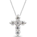 1/2 Carat Round Cut Lab Created Moissanite Diamond Cross Pendant Necklace In 14K Gold Over Sterling Silver With 18" Chain T20621