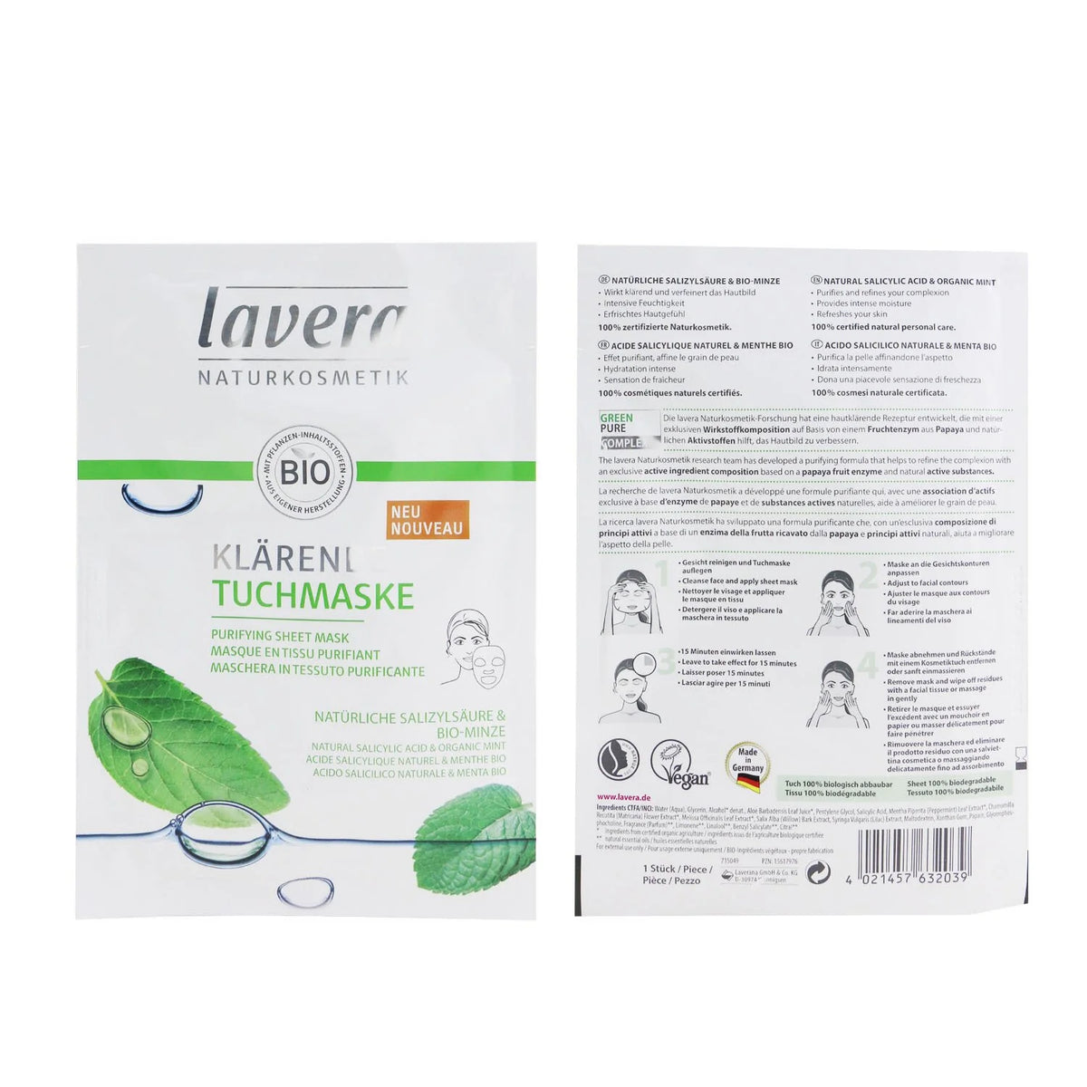 Purifying Sheet Mask with Natural Salicylic Acid & Organic Mint, 1 Sheet D382391