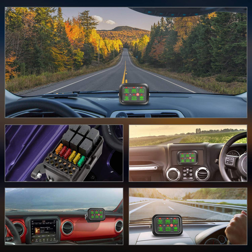 6 Gang Switch Panel Automatic Dimmable LED Car Switch Button Touch Switch Box U340