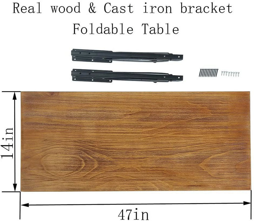 47" Lx14 W Folding Wall Mounted Pine Wood Table C272