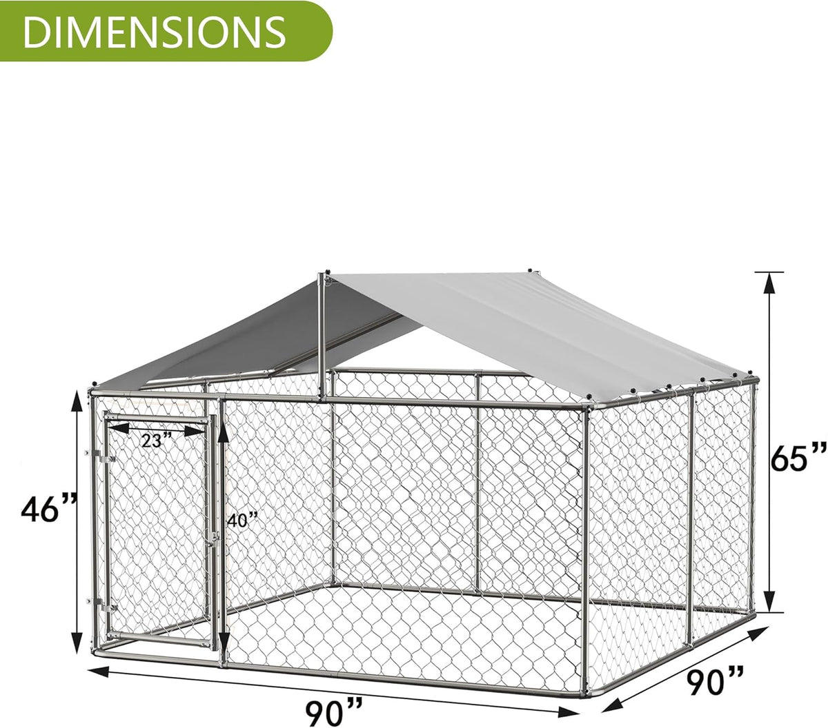 7.5' x 7.5' Large Outdoor Dog Kennel with WaterProof UV-Resistant Cover V675942