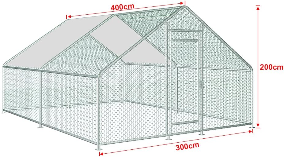13x10x6.5 FT Metal Chicken Coop with Waterproof Cover D6840