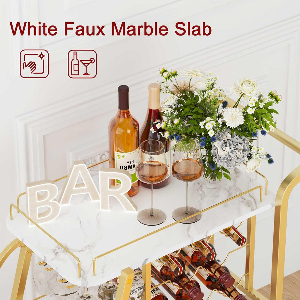 Gold Bar Cart with Wine Rack U984