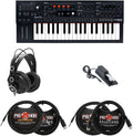 37-Key Hybrid Synthesizer Bundle with Headphones, Sustain Pedal, MIDI and 1/4" TRS Cables (7 Items) X273